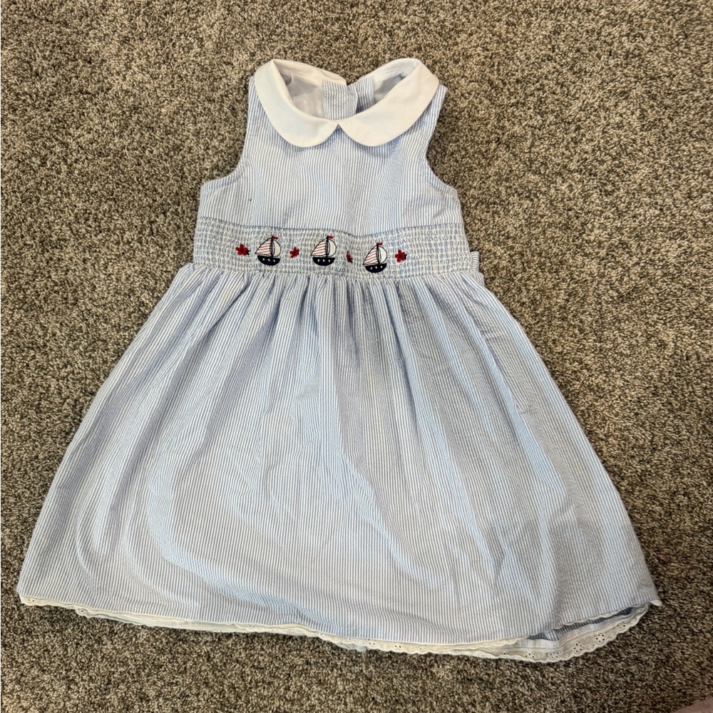 Good Lad Blue and White Striped Dress with Sailboat Design